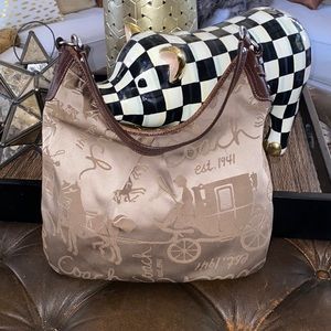 Authentic Coach signature horse carriage hobo